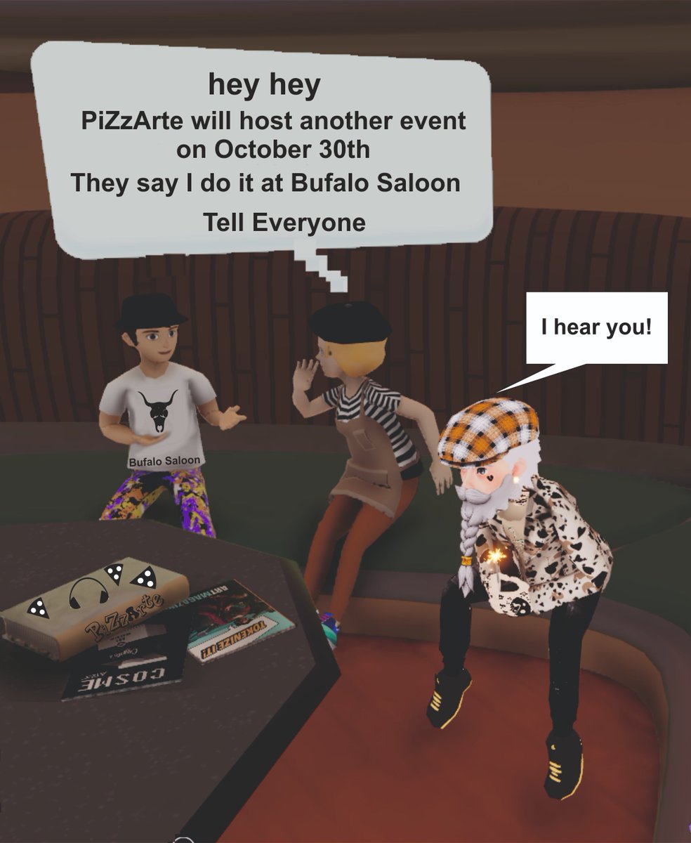 G.💥🔥🔥🔥Tony Rollo 🔥🔥🔥💥M.
Returns on October 30th at 5PM UTC Online in the Decentraland Virtual World at the Bufalo Saloon Location -100,-94 

Very Special Thanks:
ZomArt Glitch NFT Studio Scarcryptoface Malloy 
 Daddy Chang Luvlee17 HellaSS Theodore Flokos MiliRa Harmony