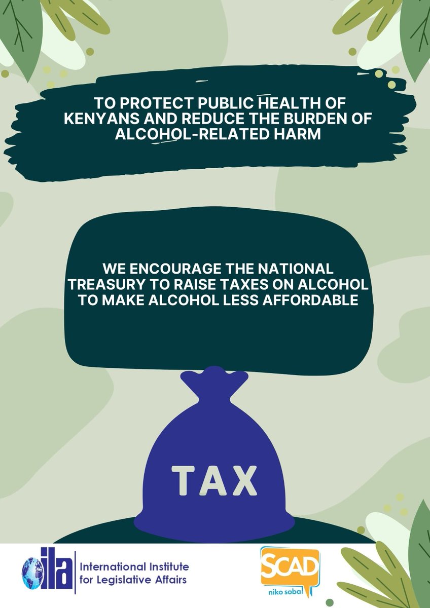 1/2 Dear @KeTreasury , we appreciate the proposed review on #alcohol taxation. We propose that alcohol content should not be the sole criterion for alcohol taxation. What do we propose? See👇
#KenyaMTRS
#AlcoholTaxKE
#Tax4Health
#AlcoholPolicy
#GAPC2023