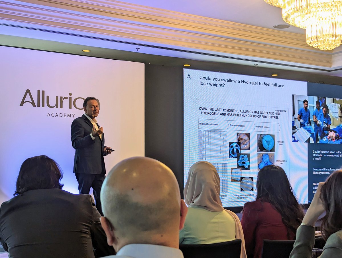 $ALUR Chief Medical Officer (& friend) Ram Chuttani talking about the early days when we hoped hydrogel technology would work - that's what I initially invested behind! Allurion Academy in #Istanbul 🇹🇷