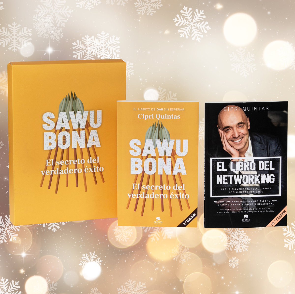 cipriquintas's tweet photo. Esta Navidad 🤗🎁🎄 te invito a que regales en tu empresa dos herramientas poderosas para el crecimiento personal y profesional, mis dos libros solidarios @Alienta "Sawubona: El secreto del verdadero éxito" y "El Libro del Networking". Regala uno o los dos en pack personalizado❤️ https://t.co/zuFCiV3YcJ