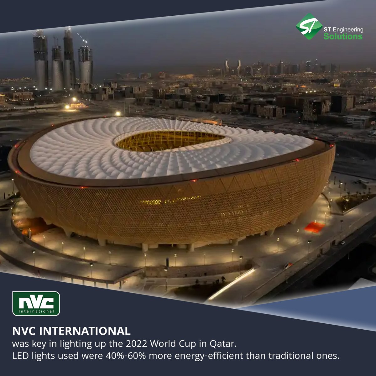 STEngSol's tweet photo. Global Major Project: Lusail Stadium Lighting
Location: Qatar
Contact Us for your Next Lighting Project! ✨

#QatarSatdium #LusailStadium #StadiumProject #NVCProject #STEngineeringSolutions #STES #STLighting #NVC #Projects #Iconicproject #LightingTechnology #Sylvania https://t.co/p0EGNLoTf3