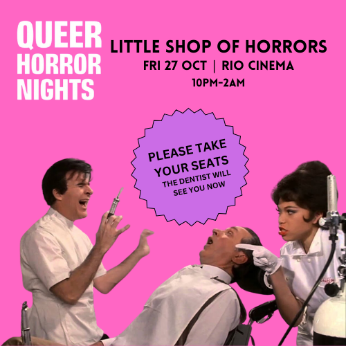 lastframeclub's tweet photo. Not many tickets remain for our QUEER HORROR NIGHTS special screening of LITTLE SHOP OF HORRORS at @riocinema with the legend that is @TokenHomo feat. none other than @kingloosewillis &amp; Co Kendrah. 

https://t.co/6m9vZDFlnO https://t.co/s2AQ1JuWBO