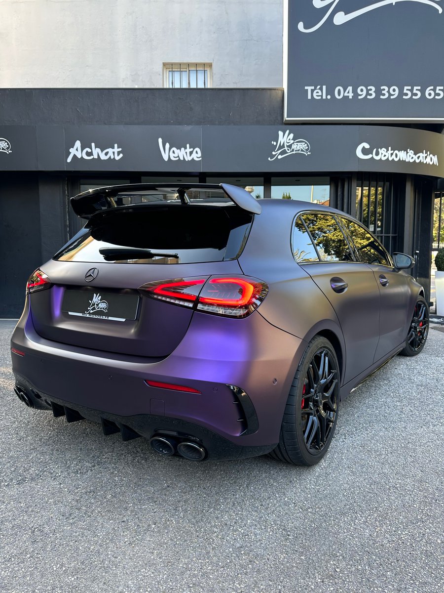 msmotorsoff's tweet photo. Nouvelle config 🤩 Mercedes A45S AMG full covering violet 💜 https://t.co/xFCjVcjO6O