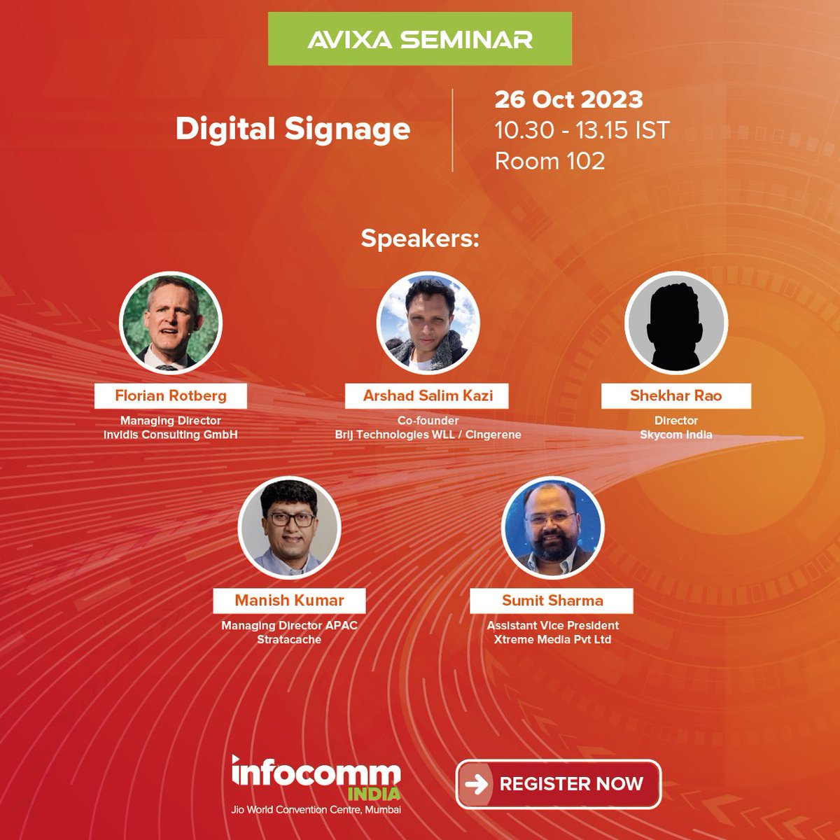 InfoCommIndia's tweet image. Don&apos;t miss @AVIXA Seminar - Digital Signage | One of the fastest growing Pro AV Solutions Globally 
👉 FREE badge!: hubs.li/Q025WV1t0 
👉Summit Programme: hubs.li/Q025WWW70
👉Show Information: hubs.li/Q025WYTl0

#InfoCommIndia #ProAVTechnology #retail #industry