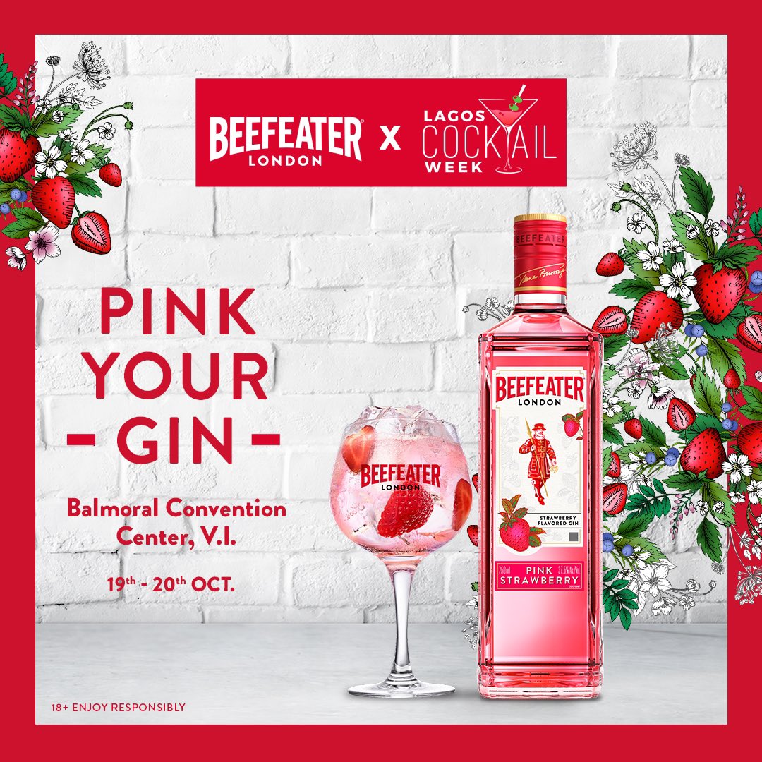 Join us at Lagos Cocktail Week for a refreshing escape with @BeefeaterLondon ! Indulge in delightful cocktails like The Pink Gin & Tonic, The Pink Ginita, and Pink Strawberry Sunset. Are you ready for a sip of paradise? #LagosCocktailWeek #BeefeaterGinXLagosCocktailWeek
