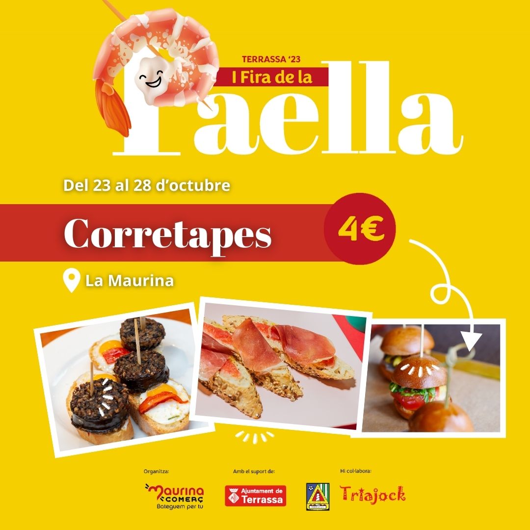 📢Dissabte 28/10 #MaurinaComerç organitza la 1ª #FiradelaPaella i #Corretapes de #LaMaurina, amb 🥘concurs de paelles, 🛍️mostra de comerç i entitats, 🎤concerts, actuacions i tallers.
Us esperen als Carrers de Núria i Dom Bosco!
➕Info terrassa.cat/fira-de-la-pae…