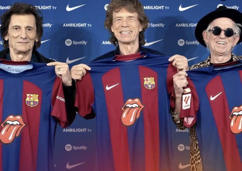 RStonesInfo's tweet photo. It's official! @FCBarcelona will wear the @RollingStones logo on the shirt during the Clásico against Real Madrid https://t.co/3KCFA392ET