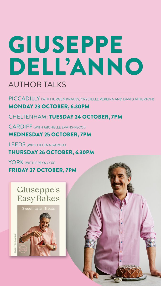 Come and meet 'Bake Off' superstar Giuseppe Dell'Anno in store on Friday 27 October. Giuseppe will be in conversation with the amazing Freya Cox. Sign up for a great show: waterstones.com/events/in-conv…