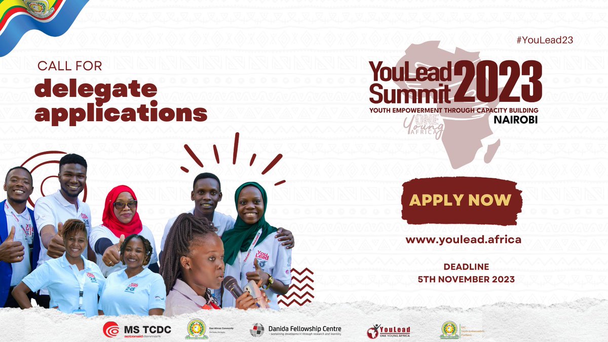 Gather round, One Young Africa! The YouLead Summit is BACK! Apply👉🏾 portal.youlead.africa/public/events This year in Nairobi 🇰🇪 the annual climax event will bring together policymakers, youth leaders, private sector &NGOs under the theme, Youth Empowerment thru Capacity Building #YouLead23