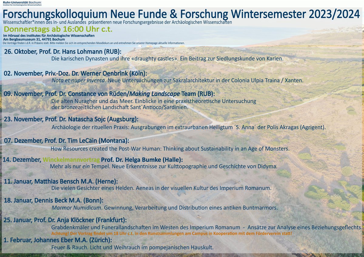unterirdisch (@unterirdis_ch) on Twitter photo Auch in diesem Semester lädt das Archäologische Institut der <a href="/ruhrunibochum/">Ruhr-Universität Bochum</a> ganz herzlich zum Forschungskolloquium ein. Los geht es nächste Woche Donnerstag mit Prof. Dr. Hans Lohmann "Die karischen Dynasten und ihre 'draughty castles'. Ein Beitrag zur Siedlungskunde von Karien." Auch in diesem Semester lädt das Archäologische Institut der <a href="/ruhrunibochum/">Ruhr-Universität Bochum</a> ganz herzlich zum Forschungskolloquium ein. Los geht es nächste Woche Donnerstag mit Prof. Dr. Hans Lohmann "Die karischen Dynasten und ihre 'draughty castles'. Ein Beitrag zur Siedlungskunde von Karien."