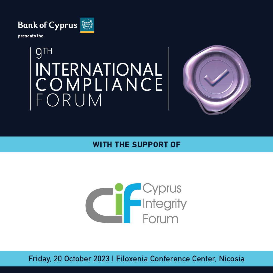 CyIntegrity's tweet image. Proud supporters of the 9th Int. Compliance Forum, organised by @IMH! Join us at the Filoxenia Conference Centre, for an exceptional event, with prestigious and renowned presenters from the business, compliance and legal sectors.
#compliance #integrity #transparency #Ethics