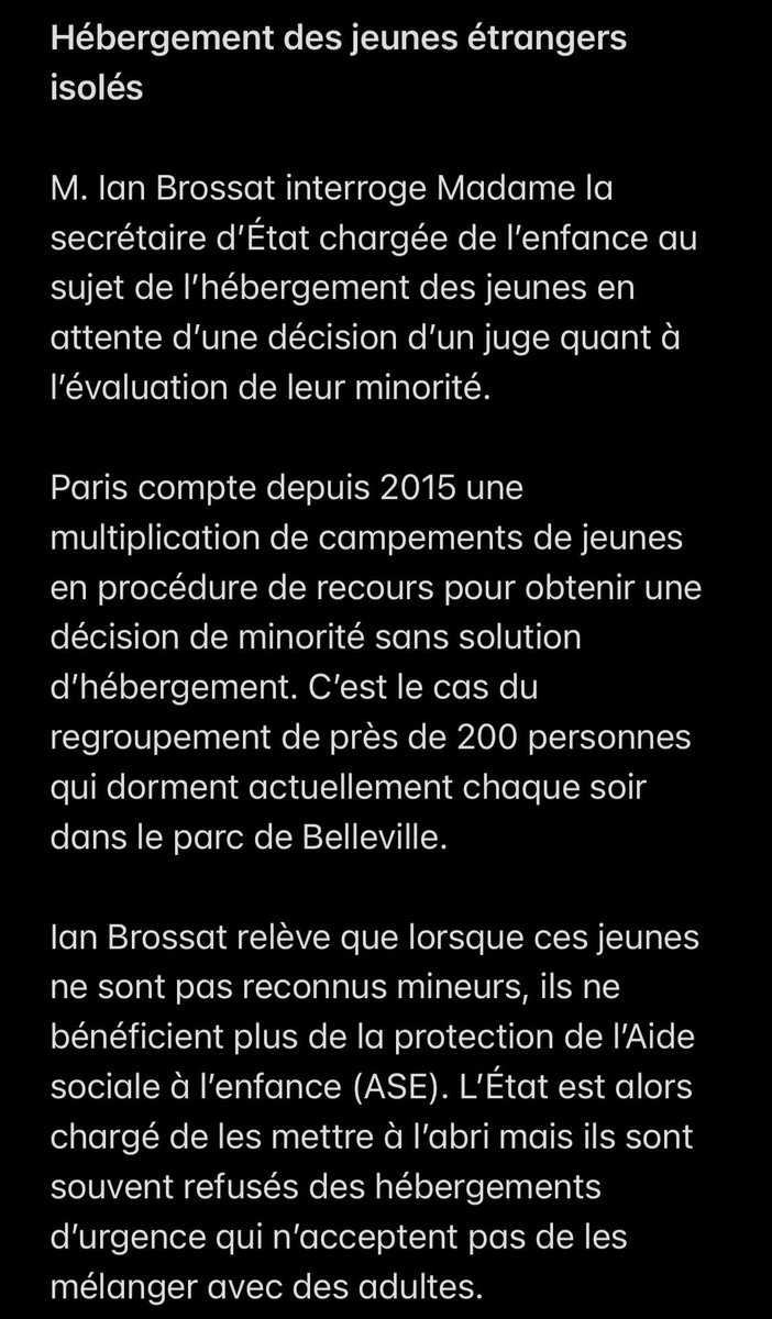 IanBrossat's tweet image. Pendant des mois, ces jeunes ont dormi dehors au square de Belleville. 

Cette situation était indigne. 

Cette mise à l'abri est une bonne nouvelle, mais des solutions pérennes doivent être mises en place. 

Ma question écrite de sénateur à @CharlotteCaubel ⬇️