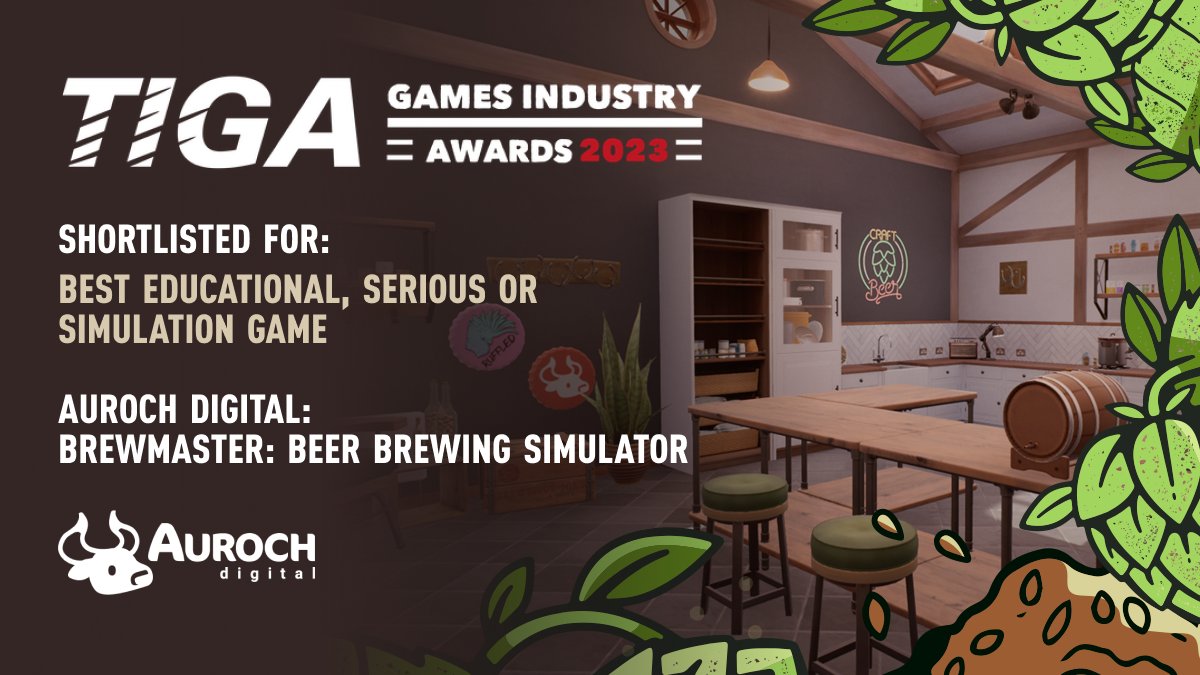 AurochDigital's tweet image. We are super excited to announce that we have been shortlisted for BEST EDUCATIONAL, SERIOUS OR SIMULATION GAME with Brewmaster: Beer Brewing Simulator at the TIGA Awards🍺 

Congratulations to our #Brewmaster team and our partners @FireshineGames 🧡

#TIGAawards