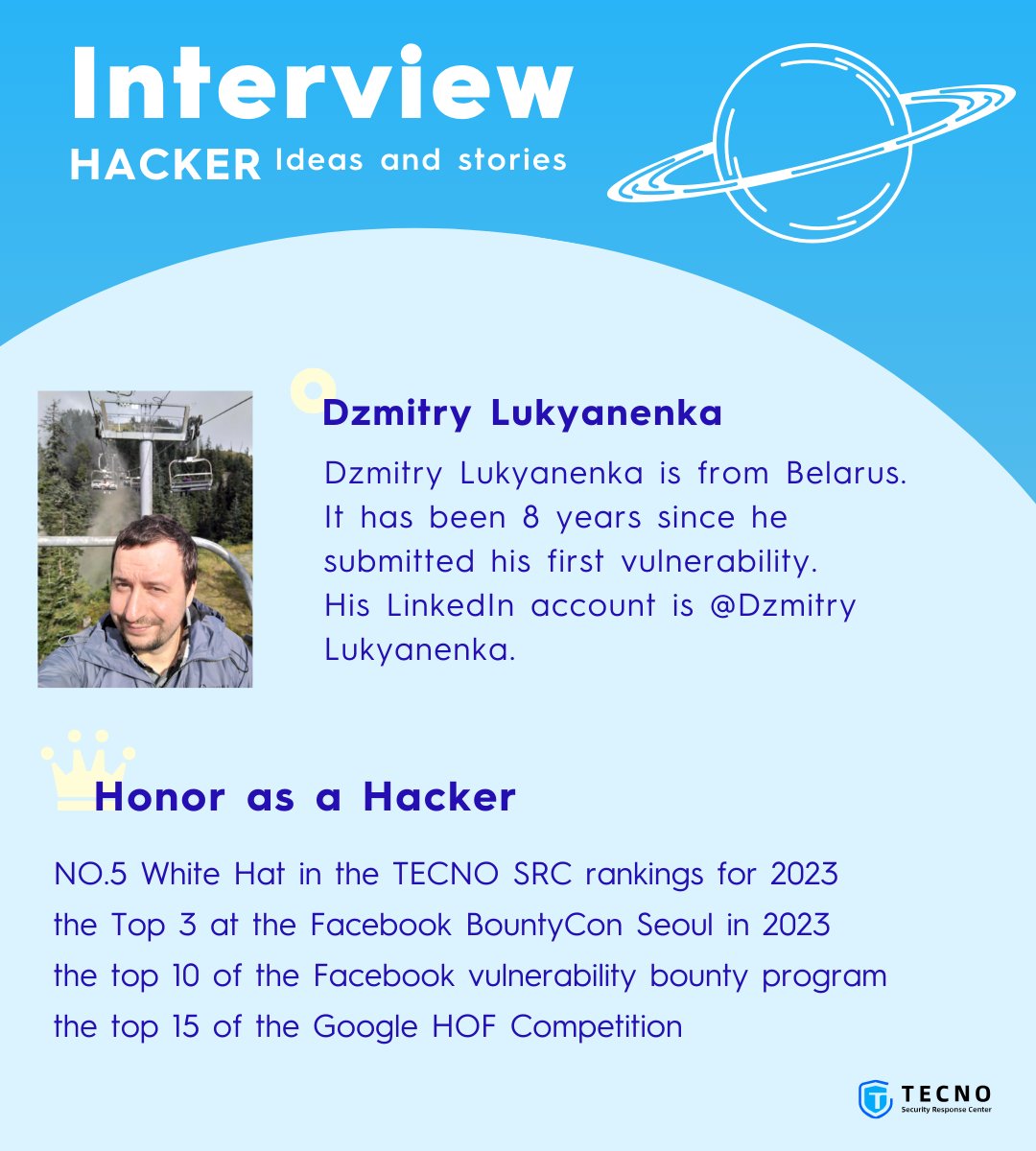 TECNO Security Response Center (@tecnosrc) on Twitter photo 📸Dzmitry Lukyanenka <a href="/vulnano/">Dzmitry Lukyanenko</a> is a full-time White Hat from Belarus with 8 years of experience. He thinks White Hats are independent, curious, ethical, patient, and inventive. Let's get to learn from him: security.tecno.com/SRC/blogdetail… #hack #infosec #bugbounty #AppSec #websecurity 📸Dzmitry Lukyanenka <a href="/vulnano/">Dzmitry Lukyanenko</a> is a full-time White Hat from Belarus with 8 years of experience. He thinks White Hats are independent, curious, ethical, patient, and inventive. Let's get to learn from him: security.tecno.com/SRC/blogdetail… #hack #infosec #bugbounty #AppSec #websecurity