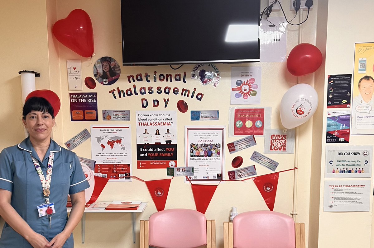 lots of conversations about Beta Thalassaemia from staff Staff & patients in Haematology Outpatients Department thanks to Zinailda’s Display for National Thalassaemia Day today - Well done Zi our HCSW @CHUGGScmg @Leic_hospital @teamukts @EMSTN_HCC