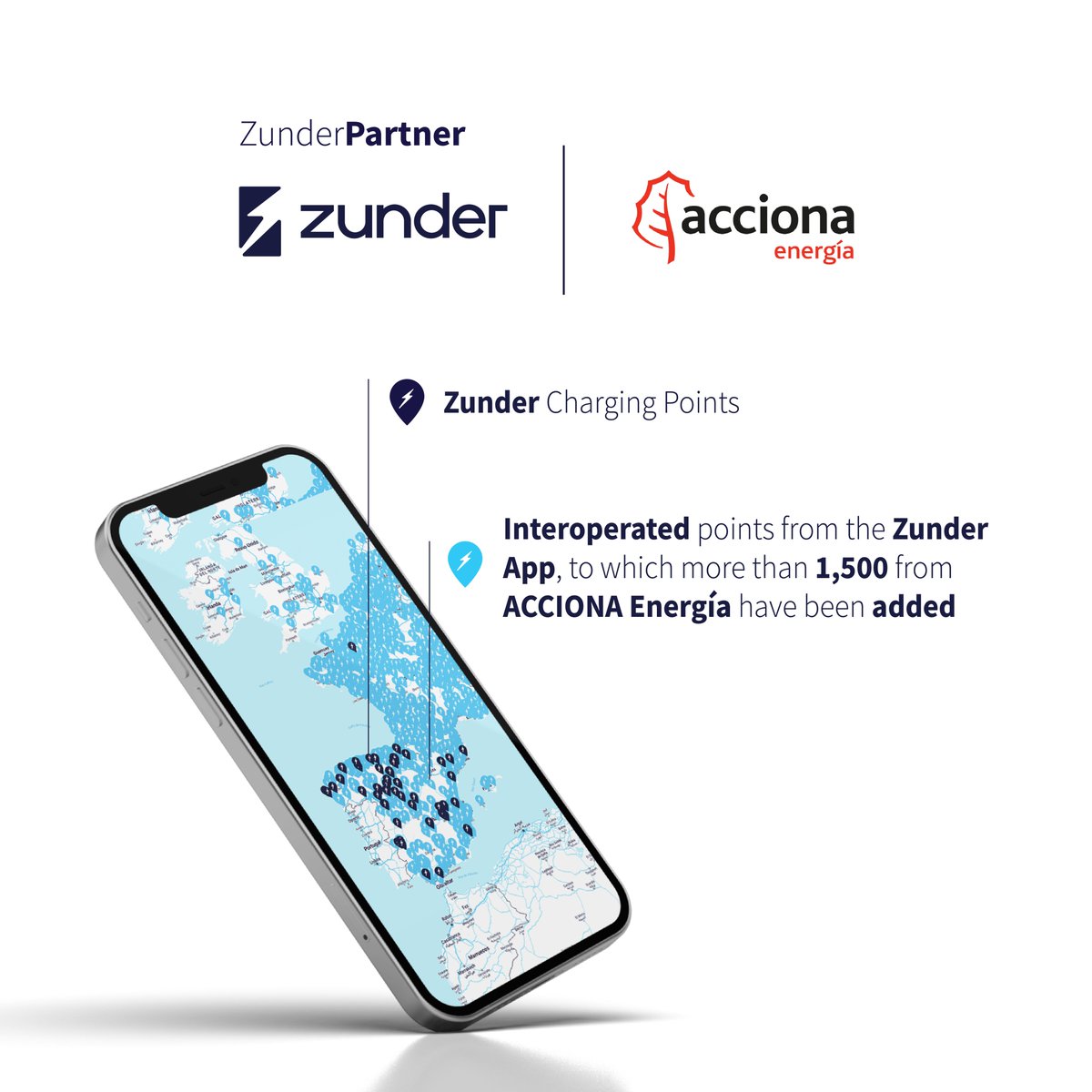 🤝 #ZunderPartners | <a href="/zunder_es/">Zunder</a> signs an interoperability agreement with <a href="/ACCIONAEnergia/">ACCIONA Energía</a> to facilitate electric vehicle user's access to the charging network.