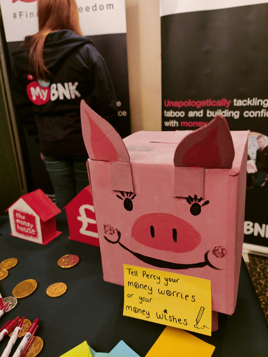 We are inviting attendees to come and confide in porky Percy pig 🐷🐖 or you can tweet us your #moneyworries ❤️‍🩹 or #moneywishes ✨ #CLNM2023 #SenseOfWellbeing #NHP #NCLW23 #NCLW #FinancialFreedom @MyBnk