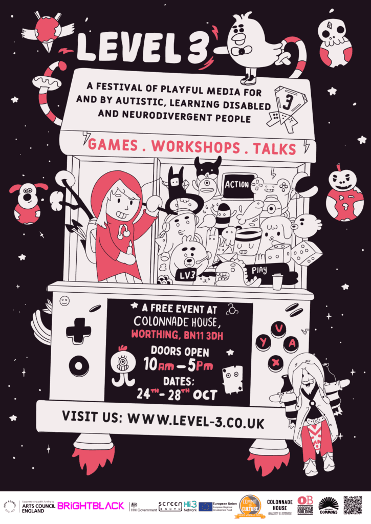 sussexlocal's tweet photo. The Level 3 Festival at Colonnade House, Worthing from 24th-28th Oct is a festival of playful media for and by neurodivergent people with games, workshops and talks https://t.co/b0ITxELeZ5 #colonnadehouse #games #workshops #talks #thelevel3 #playfulmedia #neurodivergentfriendly https://t.co/XapltAbyhq