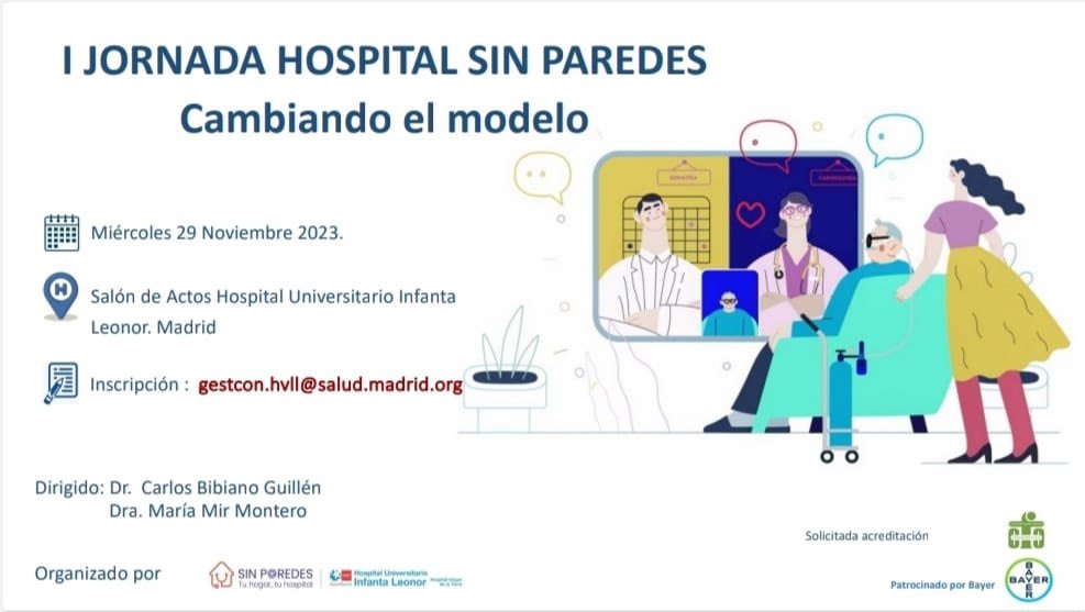 cbg72's tweet photo. El @HsinParedes redefine la atención de nuestros pacientes en el domicilio Únete a nuestras Jornadas de Hospital sin Paredes el 29 de Noviembre en el Hospital infanta Leonor. “Cambiando el modelo” integrando la tecnología.  @sehad @Sociedad_SEMI @GTHADyTM_SEMI @jtorresmacho https://t.co/7C66pb5YCc