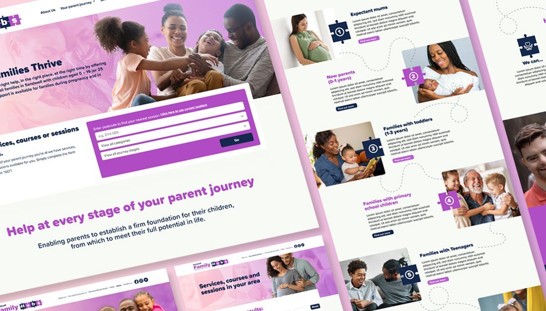 insideiceblue's tweet photo. We supported the launch of Sandwell Family Hubs by providing a website that showcases their range of services 🧩 Our team designed and built a seamless website that is clear and accessible to help parents easily get support &amp; advice. See how we can help: https://t.co/axp2FK0Brr https://t.co/mdvF2ftXhw