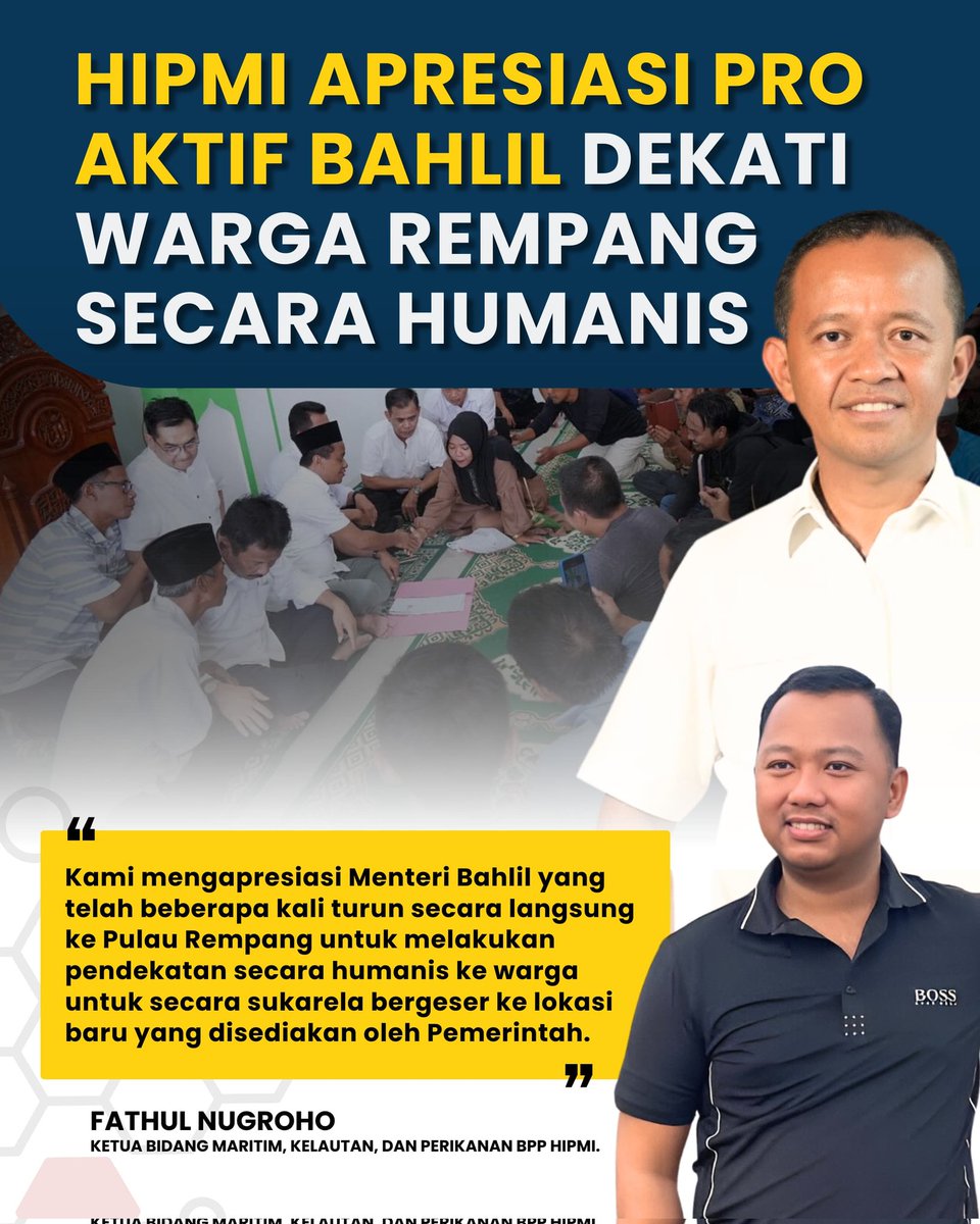 ArkhanMaji32054's tweet photo. Semangat investasi, harapan masa depan! HIPMI mengucapkan terima kasih kepada Menteri Bahlil yang memastikan kelancaran proyek Rempang Eco Park. @prabowo 
Bahlil Kawal Investasi
#HIPMIRempang https://t.co/tkK62CTJma