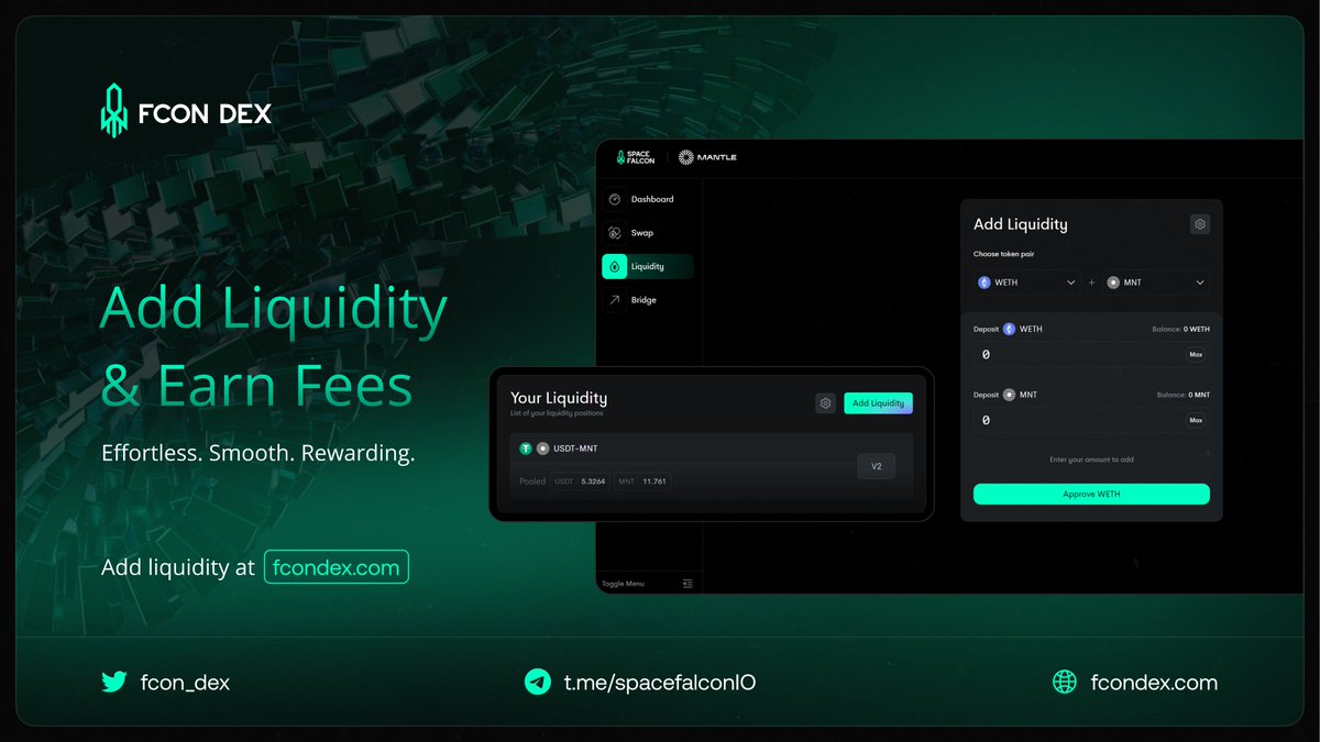 Earn with FCON DEX #Liquidity Pools! 🤩

We provide users a fast and easy liquidity pool alternative at fcondex.com. 

Get started with less than 5$! 🐳

In the video below, you will learn how to add liquidity and start earning in no time. 🧵
