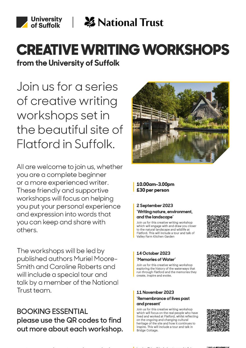 Today's #ThursdayThought 💭 Interested in #CreativeWriting? The last of our @UOSEnglish @nationaltrust Creative Writing Workshops is coming up! Open to all whether you are a beginner or an experienced writer. We guarantee a really fun, new way of enjoying Constable country!