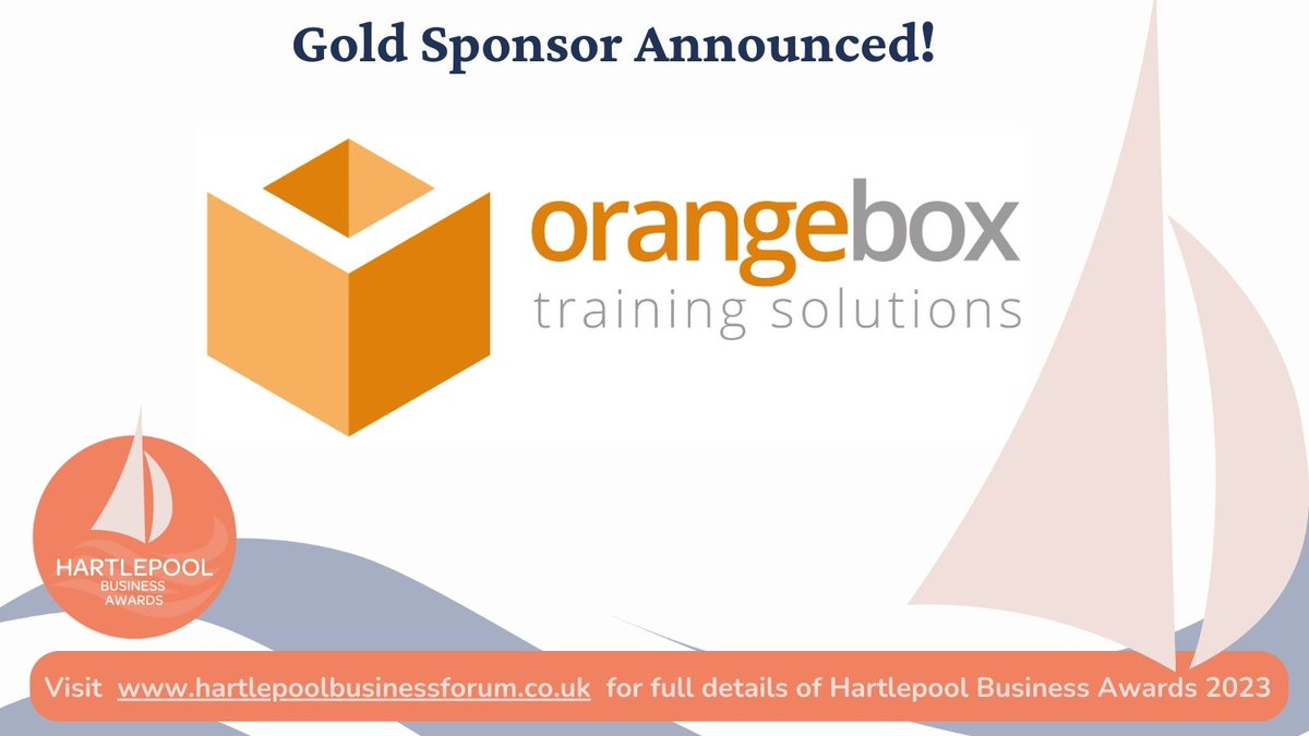 GOLD SPONSOR ANNOUNCED AS Orangebox Training Solutions Ltd. 🙌 🎉 Thank you for sponsoring #hartlepoolbusinessawards2023