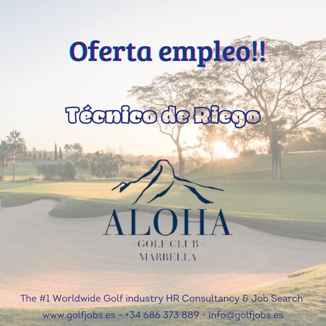 ⛳️ALERTA VACANTE⛳️

Aloha Golf Club, prestigioso Club de Golf privado ubicado en Nueva Andalucía, Marbella, diseñado por el prestigioso D. Javier Arana, busca Técnico de Riego .

Para más información y aplicar:  bit.ly/3rNcWAt