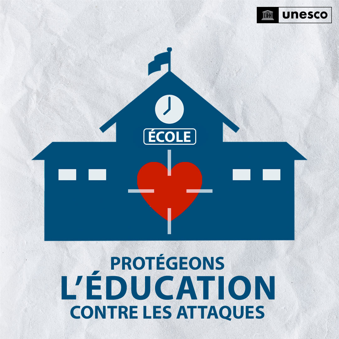 Les apprenants et les enseignants devraient toujours se sentir à l'🏫 en sécurité. Malheuresement, c'est loin d'être une réalité. Les écoles et les universités devraient toujours être des lieux sûrs, jamais des cibles. Elevons nos voix pour #ProtégerLÉducationContreLesAttaques