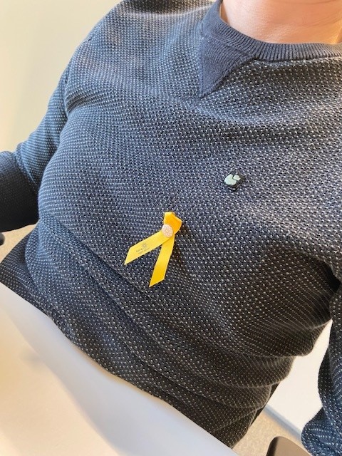 StadIeper's tweet photo. Vandaag is het de #dagtegenkanker. De personeelsleden en het bestuur van stad en ocmw Ieper toont solidariteit met kankerpatiënten. Want kanker draag je niet alleen. 💛 https://t.co/z1P1y7CIKo