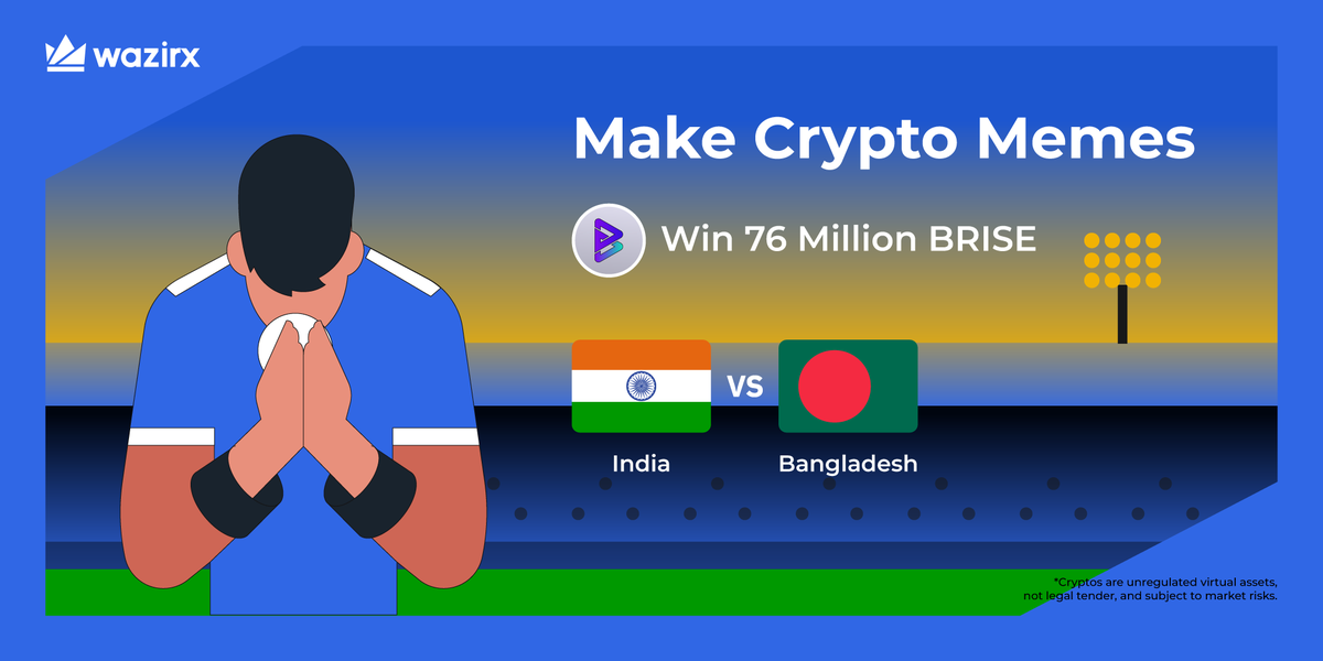 #CricketWorldCup2023 Giveaway 🏏 Make crypto memes by using match moments from any of India’s matches so far in the WC 😎 » Repost this tweet » Follow @WazirXIndia & @bitgertbrise » Share your meme with #WazirOfTheMatch 25 lucky winners will win 76 Million $BRISE each 🤑