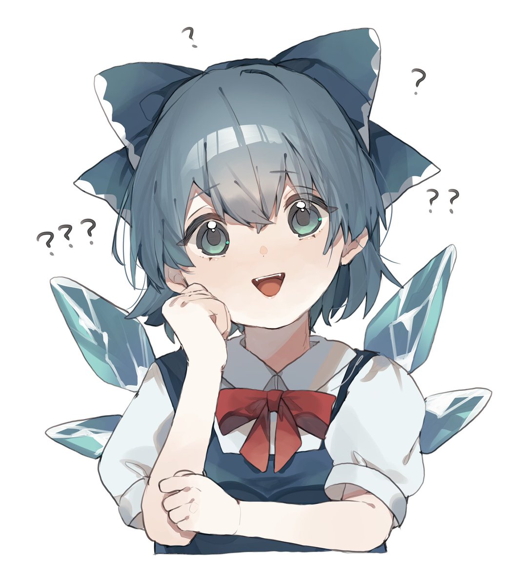 cirno 1girl ? solo bow wings blue hair ice wings  illustration images