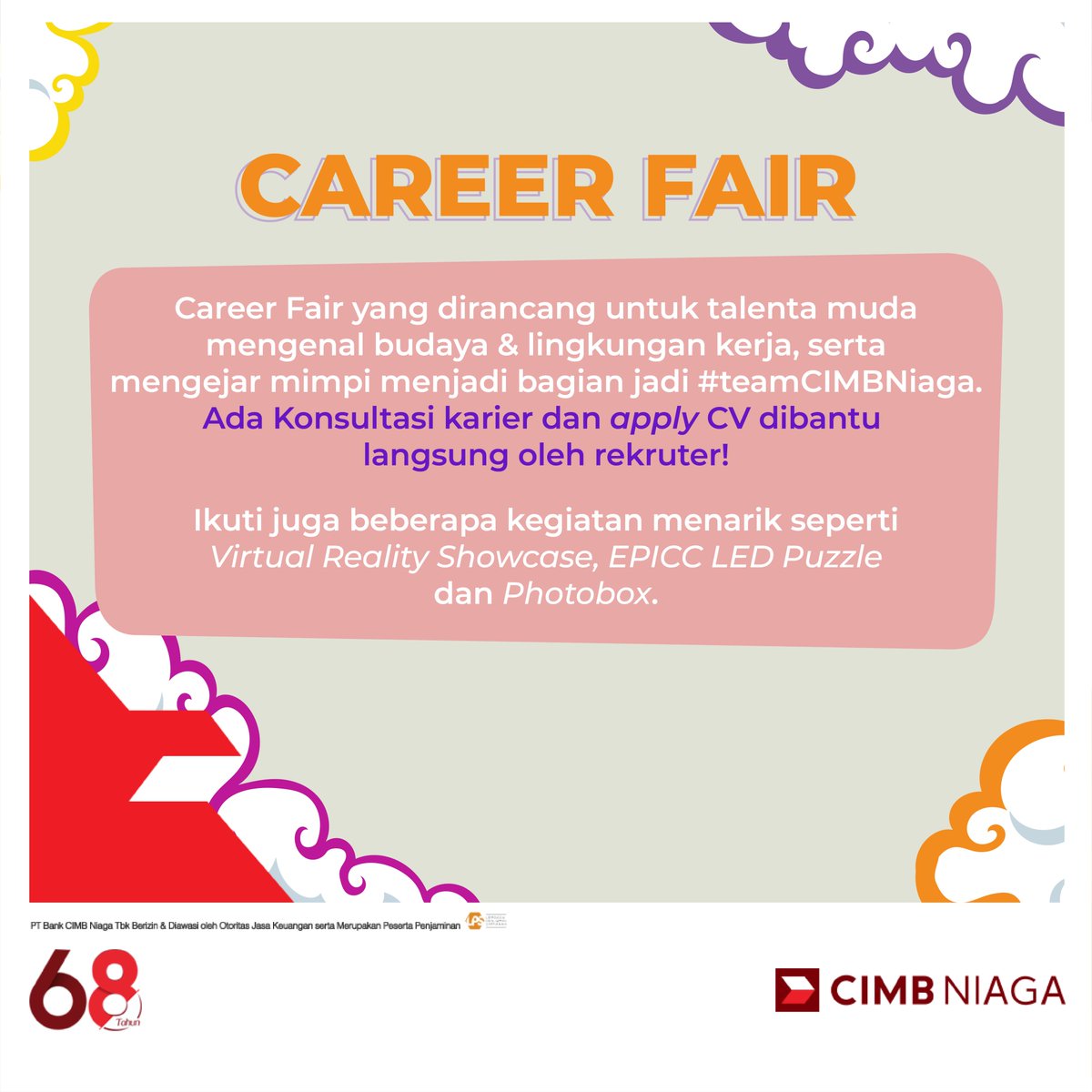 CIMBNiaga's tweet photo. Info lebih lanjut, kunjungi: https://t.co/vWFfsyk3C0
#CIMBNiaga
#Actionation
#KejarMimpi https://t.co/OYEo4bhSEn