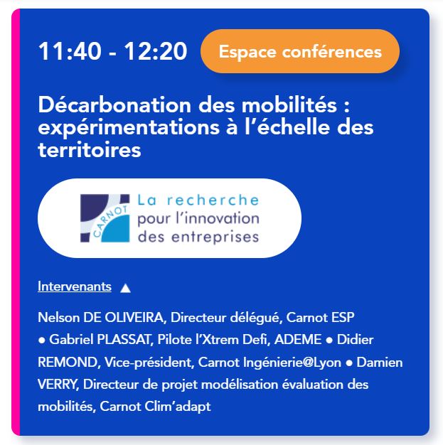 Clim'adapt (@carnotclimadapt) on Twitter photo ⚡<a href="/RDV_CARNOT/">Les Rendez-vous Carnot</a>, Jour 2 !
🤝 Rencontrons-vous stand #T06 !
🎥 Thierry Braine-Bonnaire, directeur du #Carnot Clim'adapt, interviewé ce matin
🎤 À 11h40, conférence "Décarbonation des #mobilités : expérimentations à l'échelle des territoires"
#RDVCARNOT2023 #retd #innovation ⚡<a href="/RDV_CARNOT/">Les Rendez-vous Carnot</a>, Jour 2 !
🤝 Rencontrons-vous stand #T06 !
🎥 Thierry Braine-Bonnaire, directeur du #Carnot Clim'adapt, interviewé ce matin
🎤 À 11h40, conférence "Décarbonation des #mobilités : expérimentations à l'échelle des territoires"
#RDVCARNOT2023 #retd #innovation