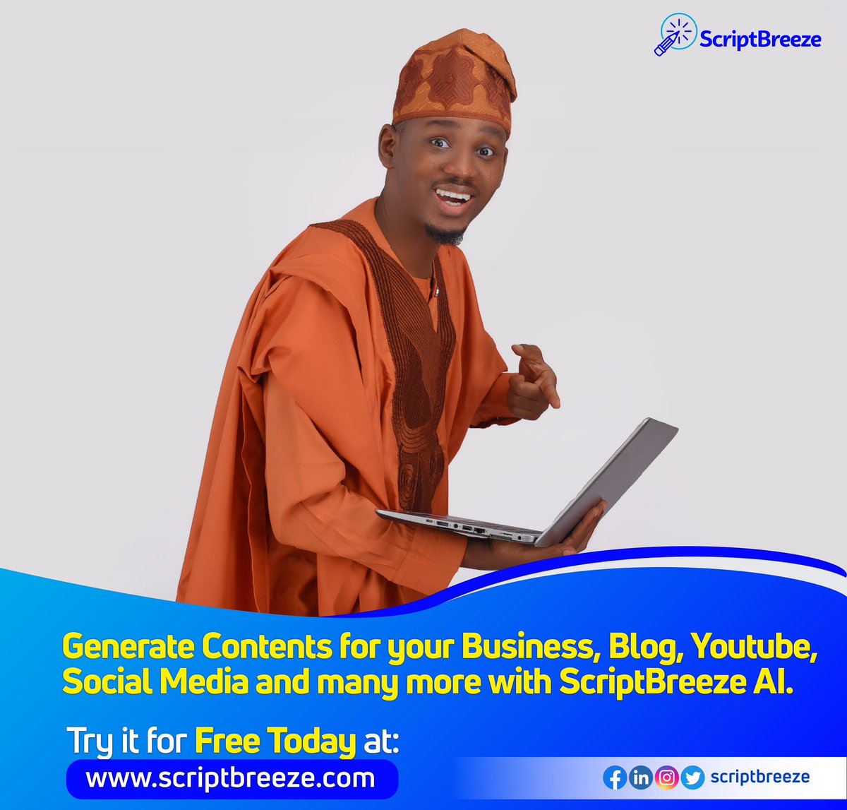 ScriptBreeze's tweet image. With ScriptBreeze Ai you can easily generate contents for your business, blog, YouTube, social media and many more without any technical knowledge of Ai?

Just register, login, describe what you want to do

Register today for free at: ScriptBreeze.com

#scriptbreeze  #ai