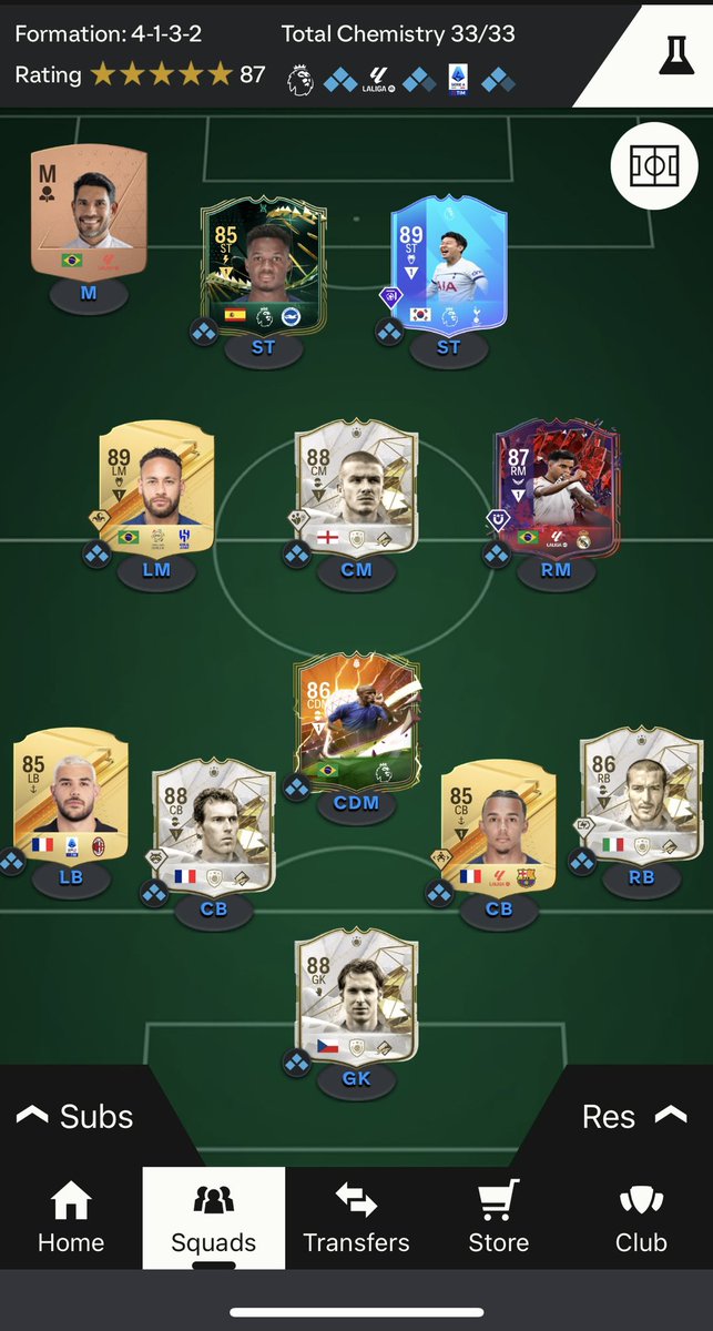 km8900's tweet photo. @NickRTFM Have dembele rashford varane militao, sbc de bruyne and jonathan on Bench https://t.co/hrks25Kj2e