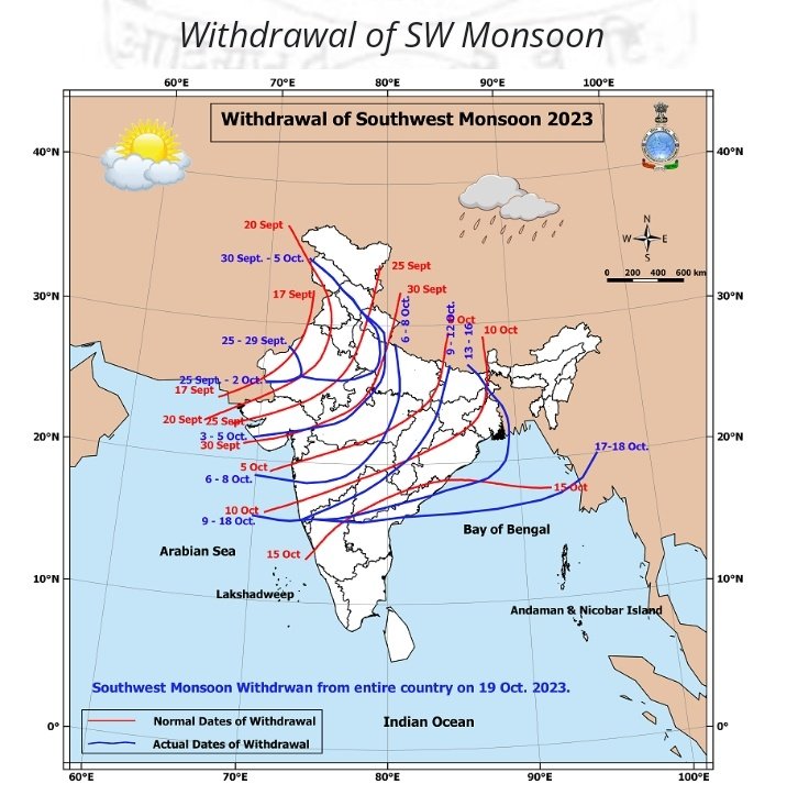 #Monsoon2023 #KarnatakaRains

IMD announcements 📢

• South West Monsoon has withdrawn from the entire country today

• North East Monsoon is likely to make an onset in the next 72 hours. Initial phase of the NEM/Retreating Monsoon is likely to be weak

• No significant rains