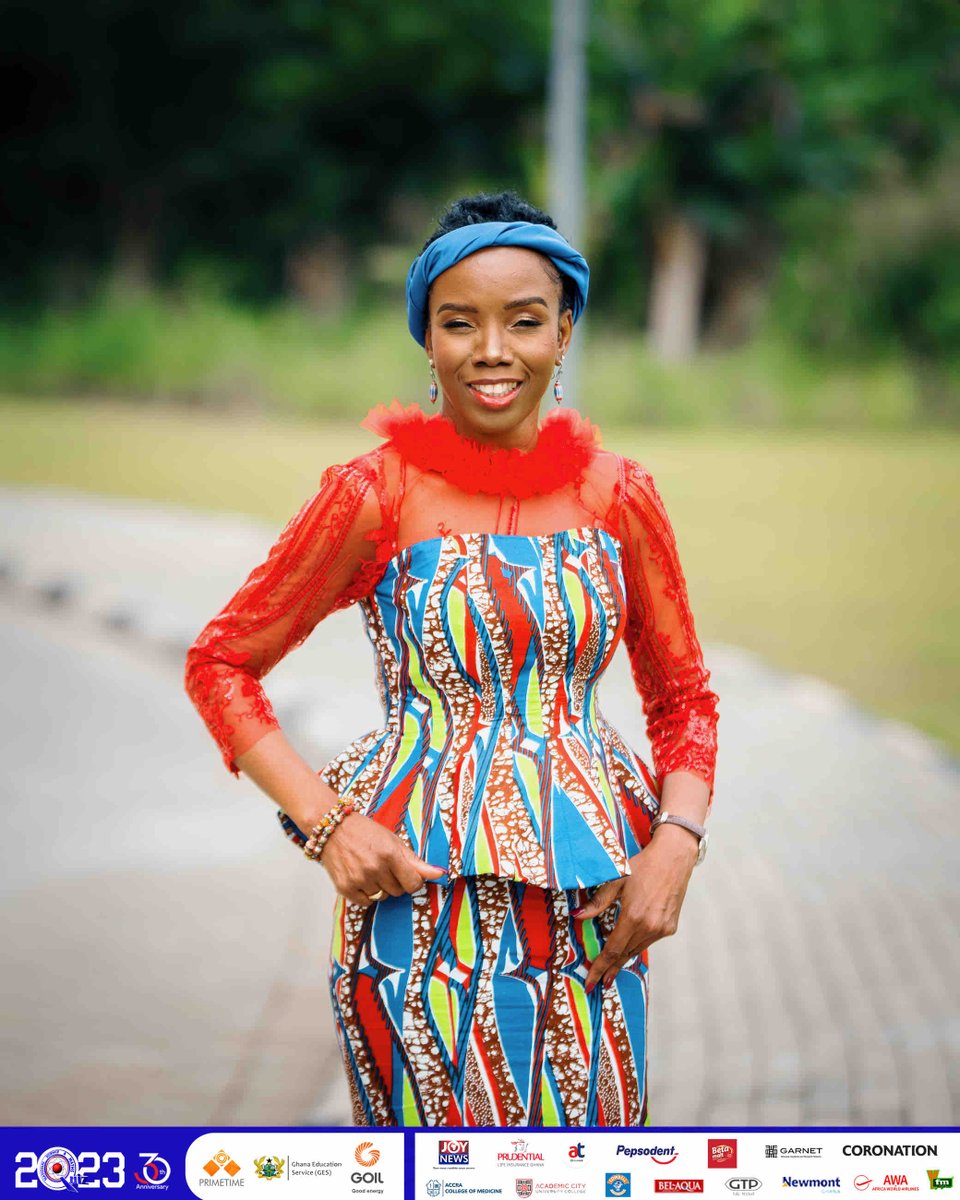 NSMQGhana's tweet photo. The world of quizzes is her domain, and she’s here to lead us through its fascinating landscape.

Ladies and gentlemen, we have Prof. Elsie Effah Kaufmann in her @GTPFashion fabric.

#NSMQ2023 #NSMQ30 #NSMQSemifinals #Primetime https://t.co/1MCaLXt6lE
