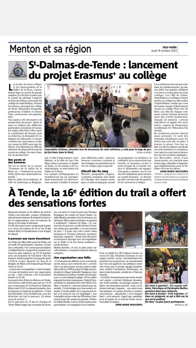 College_Tende's tweet photo. Merci à @NM_Menton ainsi qu’à notre correspondante locale pour ce bel article qui met en avant notre projet commun avec le @clgEauvive pour la vallée de la Roya.
@AcademieNice @ErasmusplusFR @DRAREIC_PACA https://t.co/4kUMI8xhp3