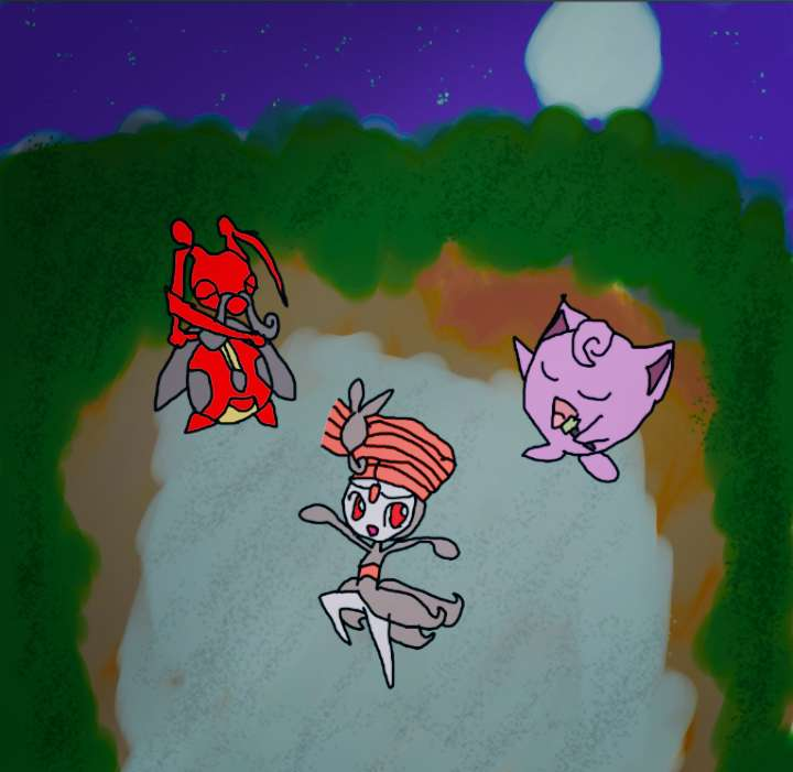 diazack's tweet photo. Elaria Inktober Day 19 - Music
Mini performance in the forest under the moonlight
#Pokemon #Elaria #PokemonBW #PokemonDPPt #PokemonRGB #Jigglypuff #Meloetta #Kricketune https://t.co/R8XriopFFM