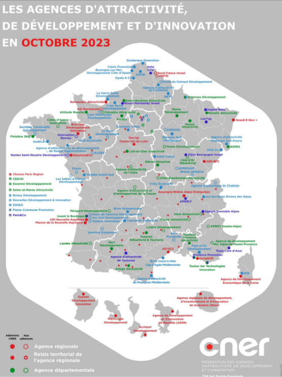 Le <a href="/CNERdeveco/">CNER</a> publie la carte des agences d'attractivité et de développement mise à jour en octobre 2023.
#compublique #markterr
(veille de <a href="/Brabois/">Brabois</a>)
➡️Article complet ici : cner-france.com/Actualites/Act…