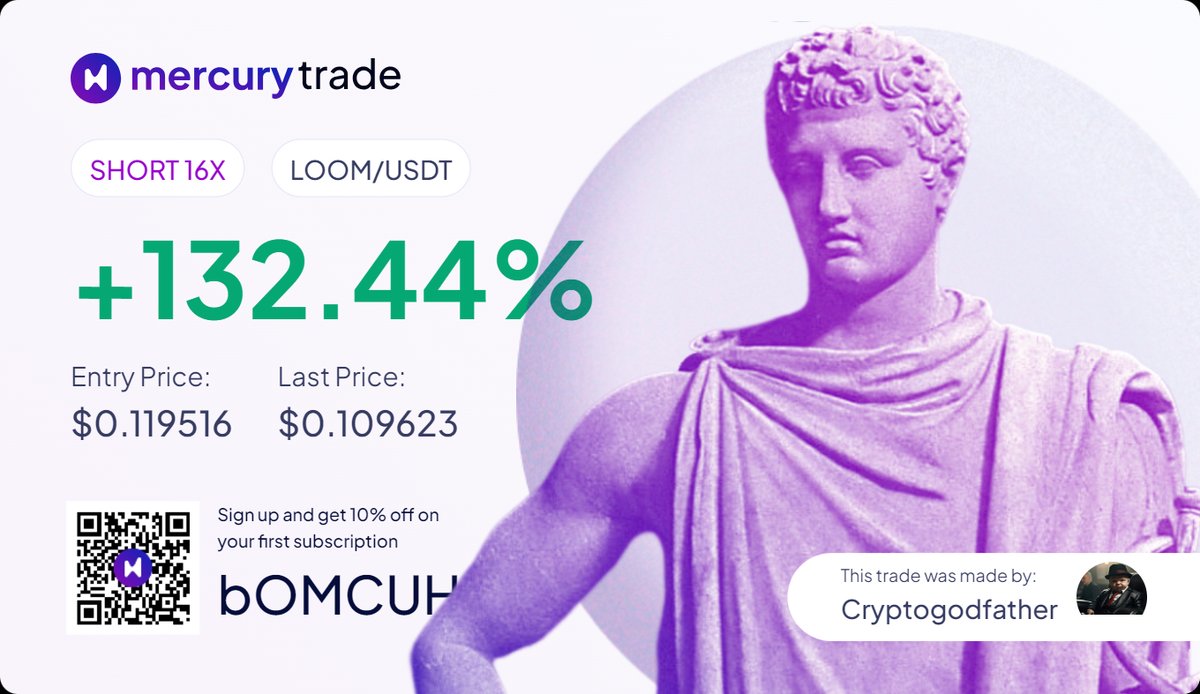 GodFather_BTC's tweet image. Just locked in profits from a lightning-fast scalp SHORT trade on $LOOM! 🚀

Don&apos;t want to miss out on these easy gains? Hit that follow button and start copying the winning moves! 💰📈 #CryptoTrading #ProfitAlert #BTC