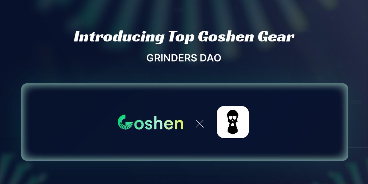 🎉 New Top Goshen Gear! Welcome @grindersdao_ 

To celebrate, we're giving away 11x Free Mint &amp; 111x WL Tokens! 🎁

grindersdao.site/#/mint-site

To Win:
1. Follow @grindersdao_ &amp; <a href="/goshen_network/">Goshen</a> 
2. Like &amp; Retweet
3. Tag 3 friends
4. Send proof on Discord: discord.gg/ZPE9pRhAFB