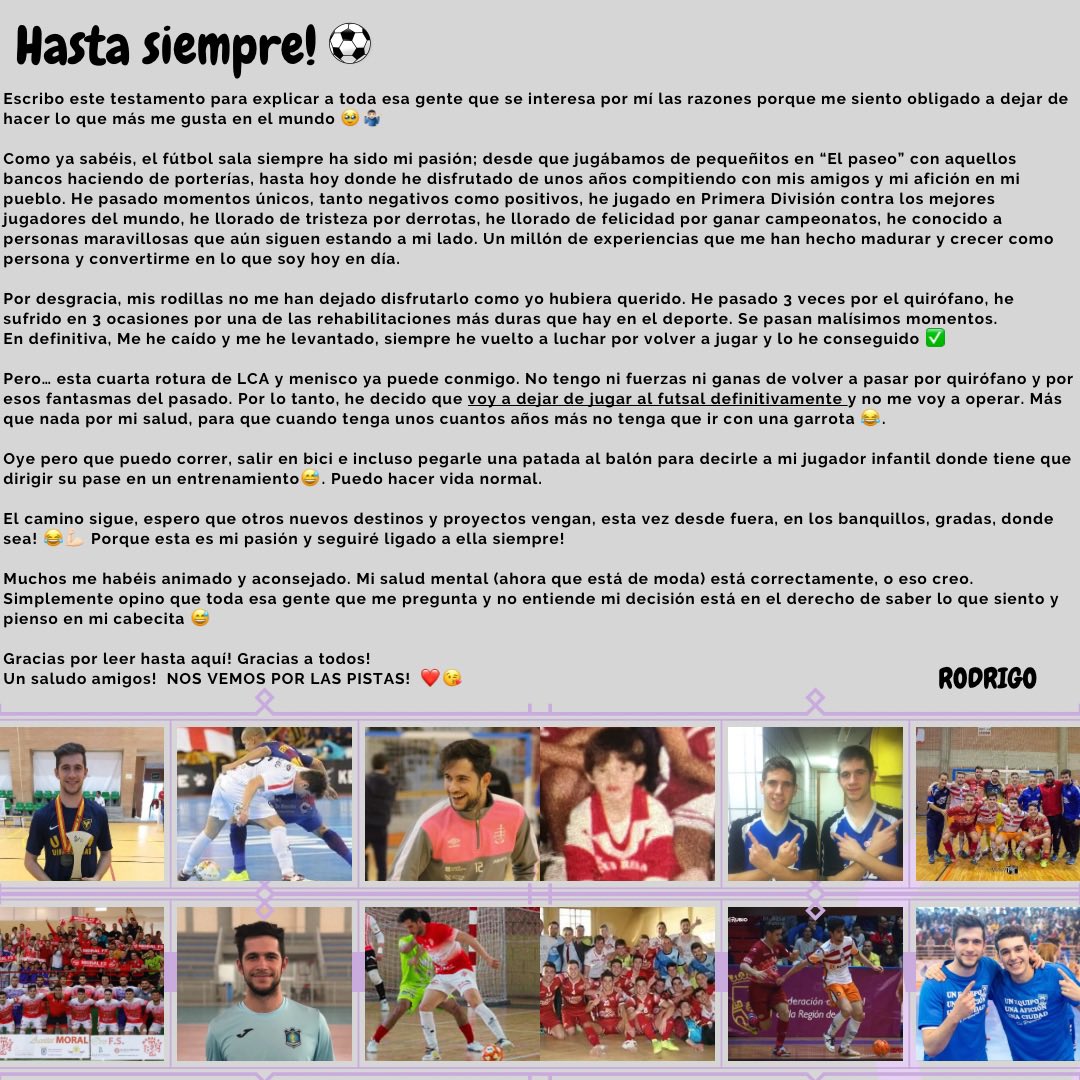 RodriLopez_6's tweet photo. Hasta siempre ⚽️🔚 https://t.co/3uBlD2EFQk