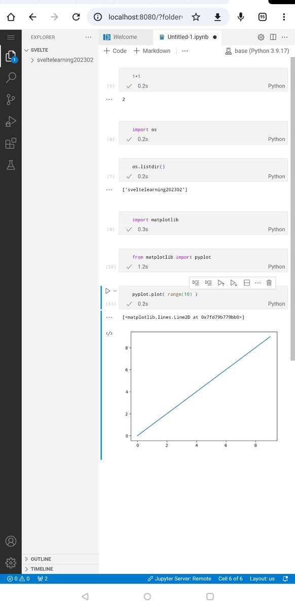 michaelfoerscht's tweet image. How nice, #matplotlib runs inside a #jupyternotebook, inside #vscode, running from a vs-code server, connected via a ssh tunnel to an adroid mobile browser

That&apos;s a lot of open source efforts coming together