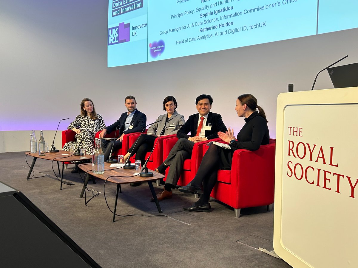 Responsible Technology Adoption Unit (@rtaugovuk) on Twitter photo <a href="/SciTechgovuk/">Department for Science, Innovation and Technology</a> <a href="/felicityburch/">Felicity Burch</a> On the panel, discussing AI challenges and opportunities, is <a href="/Kat_Holden_/">Katherine Holden</a> <a href="/LouSheridan1/">Louise Sheridan</a> <a href="/SophiaIgnatidou/">Sophia Ignatidou</a> <a href="/jthteo/">Prof James Teo</a> and Robert Bancroft.
<a href="/KingsCollegeLon/">King's College London</a> <a href="/EHRC/">EHRC</a> <a href="/ICOnews/">ICO - Information Commissioner's Office</a> <a href="/techUK/">techUK</a> #FairnessInnovationChallenge <a href="/SciTechgovuk/">Department for Science, Innovation and Technology</a> <a href="/felicityburch/">Felicity Burch</a> On the panel, discussing AI challenges and opportunities, is <a href="/Kat_Holden_/">Katherine Holden</a> <a href="/LouSheridan1/">Louise Sheridan</a> <a href="/SophiaIgnatidou/">Sophia Ignatidou</a> <a href="/jthteo/">Prof James Teo</a> and Robert Bancroft.
<a href="/KingsCollegeLon/">King's College London</a> <a href="/EHRC/">EHRC</a> <a href="/ICOnews/">ICO - Information Commissioner's Office</a> <a href="/techUK/">techUK</a> #FairnessInnovationChallenge