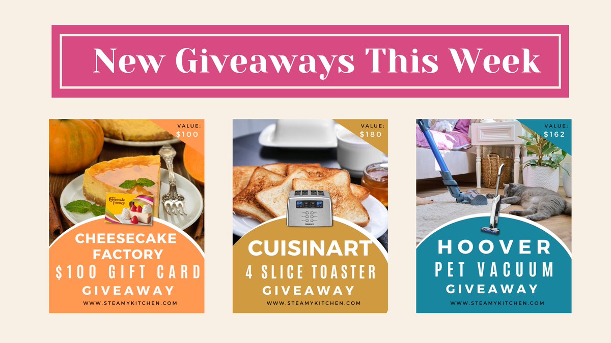 steamykitchen's tweet image. Get in on the action – enter this week's giveaways and pave the way to incredible prizes!

➡️steamykitchen.com/240185-cheesec…
➡️steamykitchen.com/54721-cuisinar…
➡️steamykitchen.com/197452-hoover-…