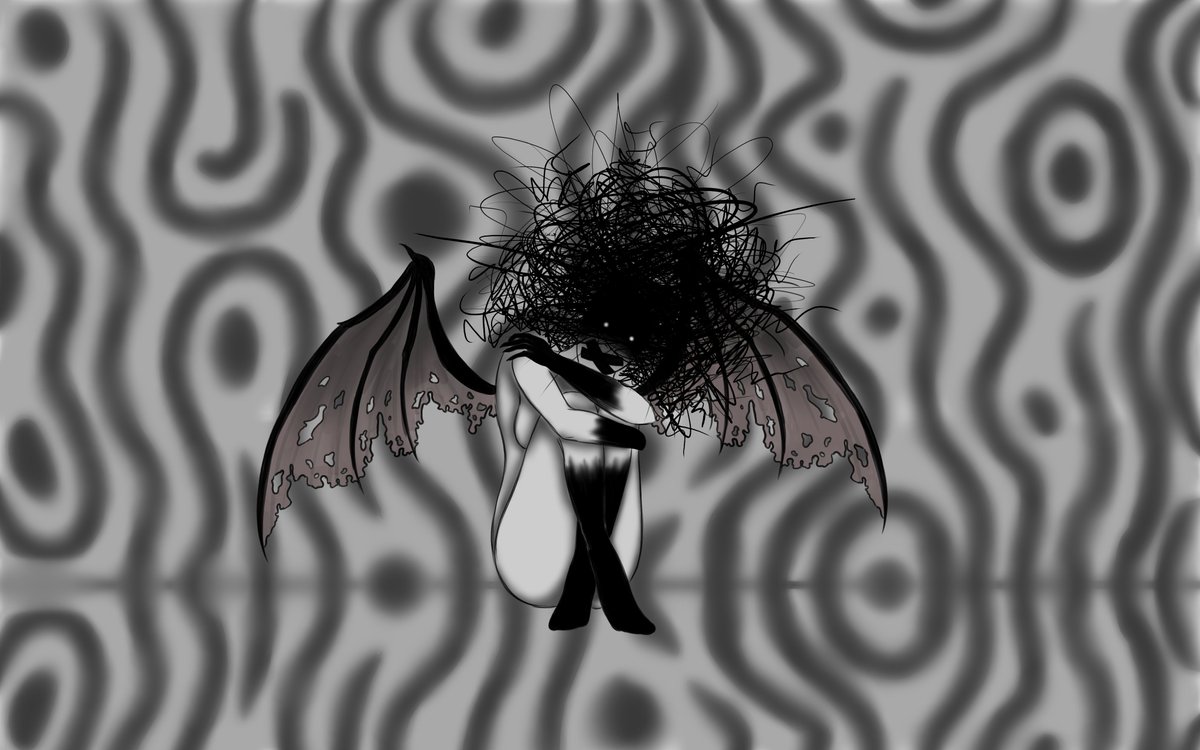 PastelChrum's tweet photo. I hear those eyes and I see those cries,
I can't be the only one who, hears you~ 

#demon #art #sad #depression #depressive #doddle #heavyart #scary #lonely #fullhead https://t.co/Q76dktOzjX