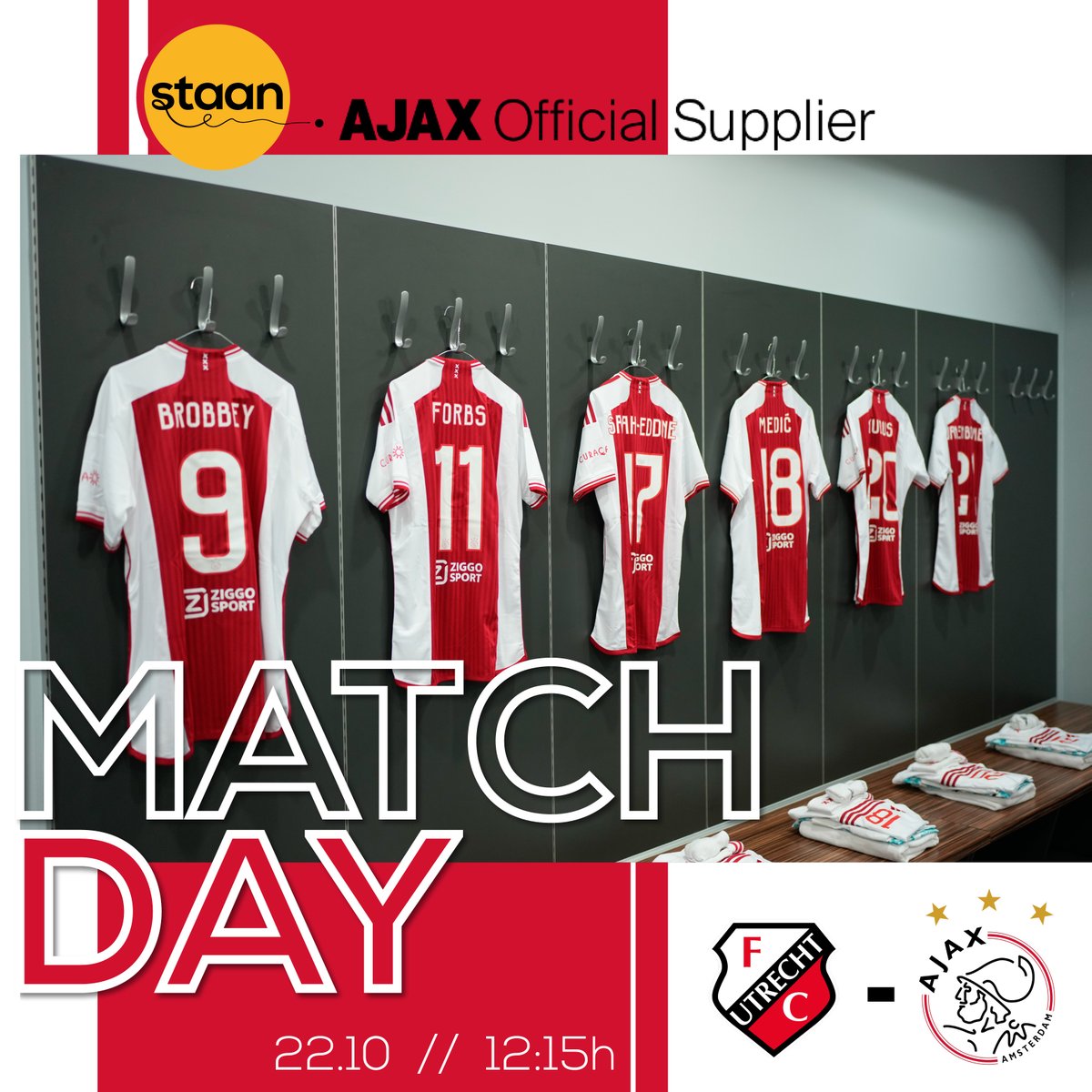 𝐌𝐚𝐭𝐜𝐡𝐝𝐚𝐲! ⚽️
Na de interlandbreak zijn wij vastberaden om de winst te pakken tegen de Domstedelingen!  

#WijStaanvoorAJAX ❌❌❌ #UtrAja